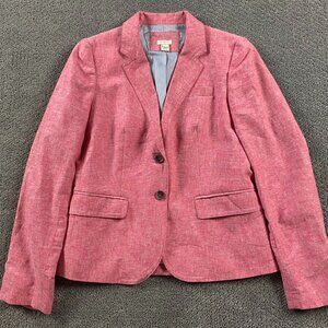 J.CREW Linen Cotton Blend Blazer Women's Size 6 Salmon Red Pink